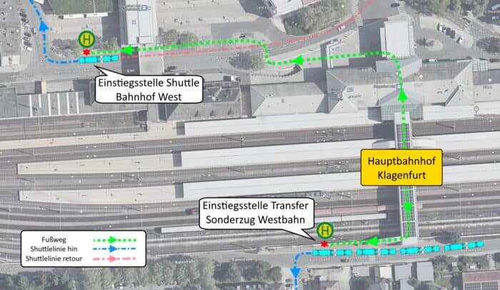 Einstiegsstellen Hauptbahnhof Klagenfurt